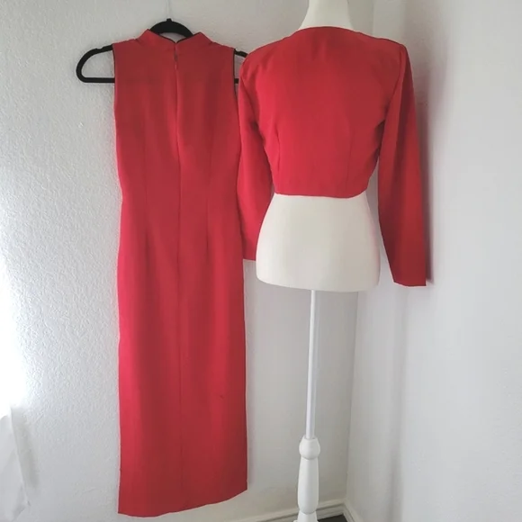 Vintage 90s Y2K Handmade Cheongsam Dress And Cropped Jacket Asian Style XS - Picture 8 of 14